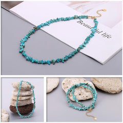 Gemstone Beaded Choker Necklace for Women Boho Turquoise/Cultured Freshwater Pearls/Garnet/Amazonite Jewelry.