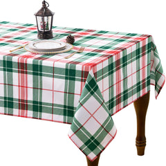 joybest Christmas Plaid Tablecloth Rectangle Buffalo Check Table Cloth Wrinkle Resistant Waterproof Polyester Table Cover for Banquet Dinner and Party 60 x 140 Inch Red Green Plaid