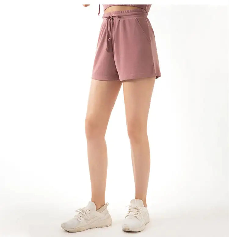 Lace Wide Loose Yoga Shorts for Women's Fitness.