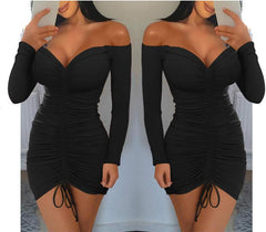 Women'S Sexy Long Sleeve Fall Prom Club Slim Fit Knee Length Dress Black, Medium.