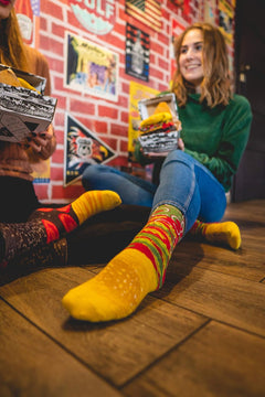 - Men Women Funny Burger Socks Box - 2 Pairs.