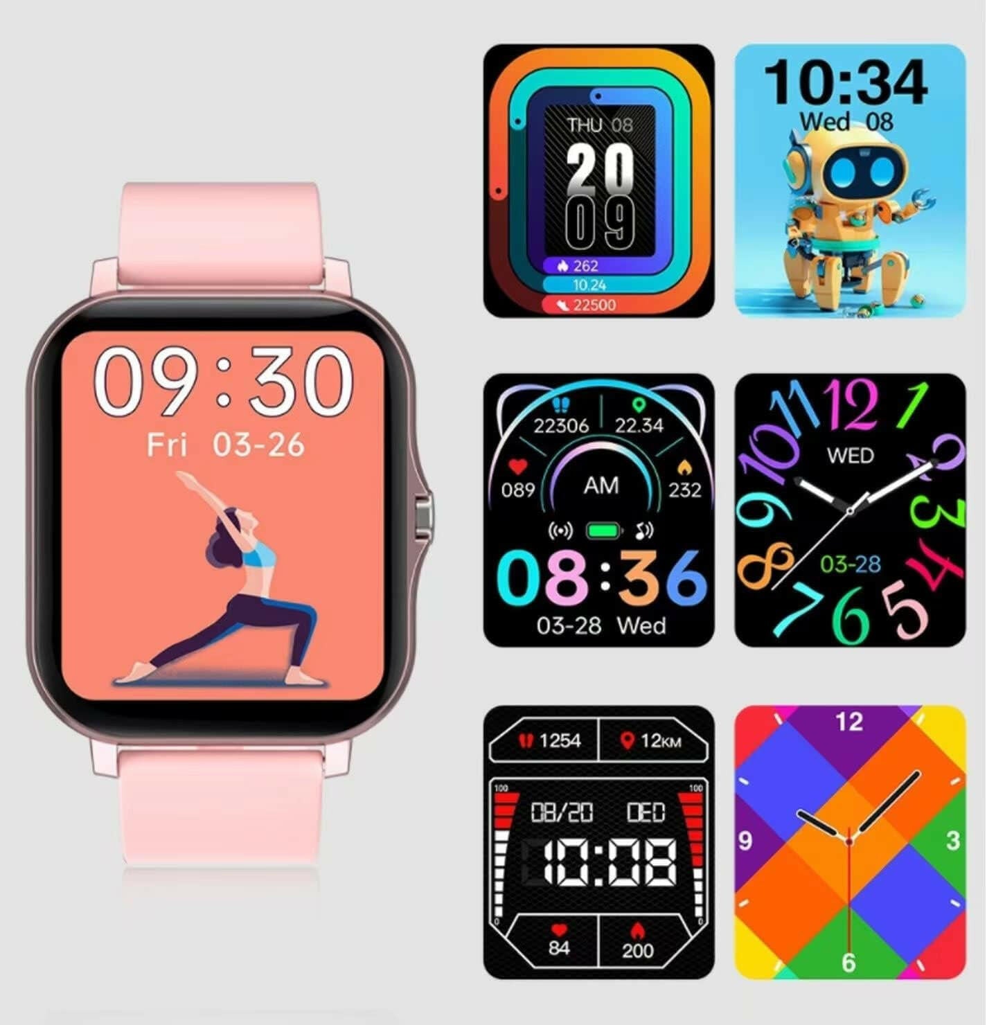 Smart Fitness Tracker Watch for Android/Ios - IP68, Heart Rate/Blood Oxygen/Sleep Monitoring, 8 Sports Modes, Breath Training, Weather Updates - 1.69-Inch Display for Men and Women (Rose Gold).