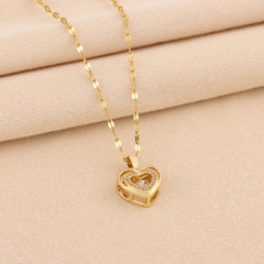 Fashionable Titanium Steel Heart-Shaped Necklace.