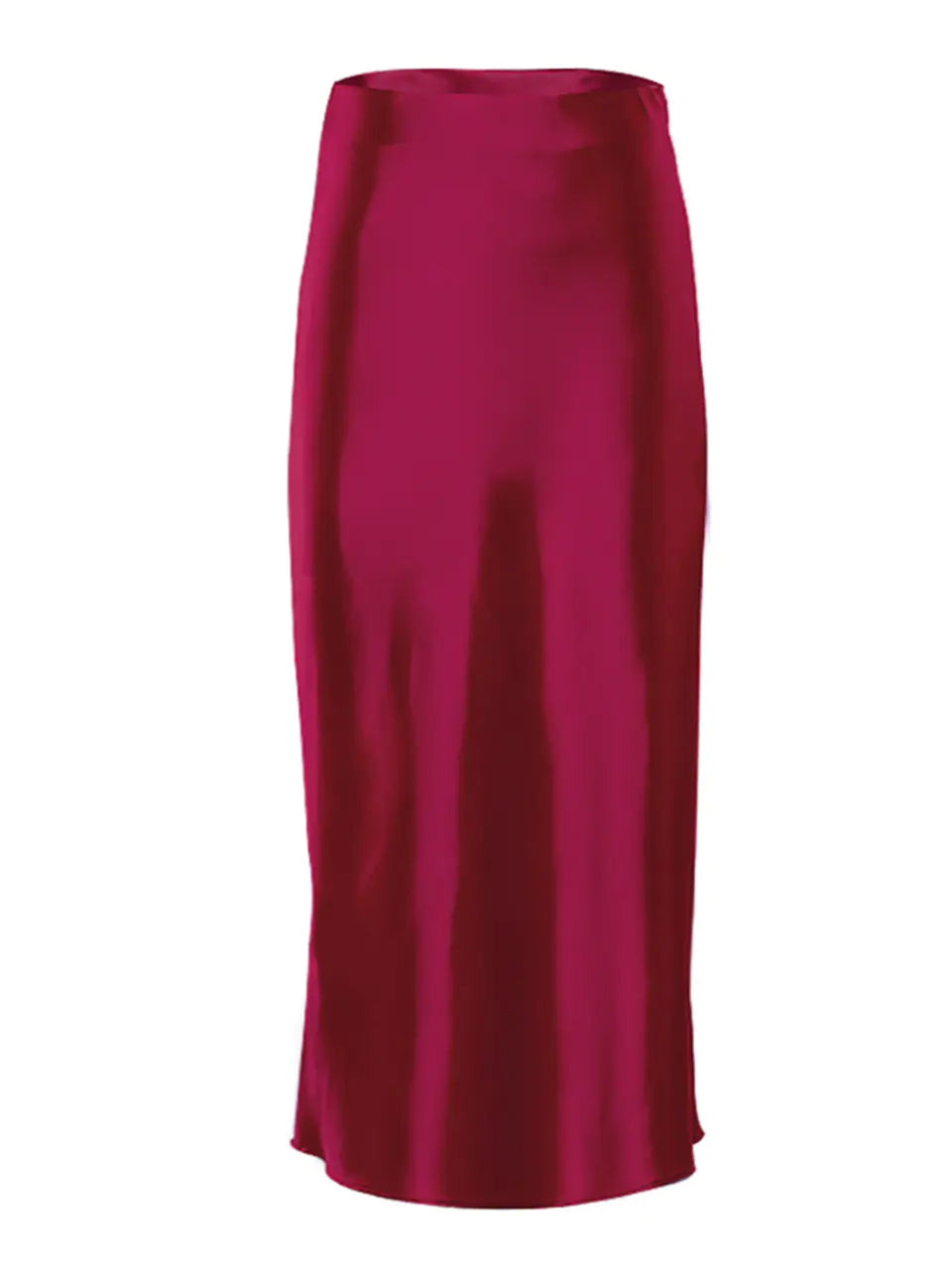 Elegant Satin Mid-Length Skirt/ High-Waist A-Line Skirt