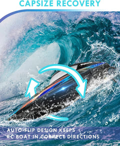 2 Packs RC Boat with Case, 20+ MPH Remote Control Boat for Pool Lake, RC Toys for Adults Kids