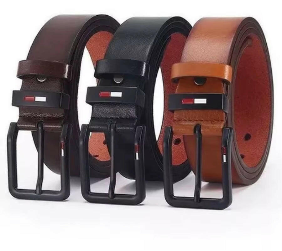 Men'S PU Leather Alloy Pin Square Buckle Belt Businessleisure Belts 2023 Fashion Black Coffee Brown Waistbelts for Men.
