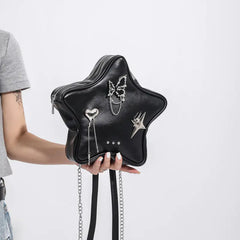 Cute Women's Small Backpack with Chain Star Design