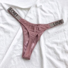 Shiny Rhinestone Thong Women Low Waist Panties Femme Sexy Underwear Ladies Briefs Lingere Panty Underware Lingerie Thongs T Pant