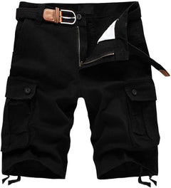 Men'S Shorts Summer Men Cotton Loose Shorts Casual Cargo Shorts Outdoors Pocket Beach Short Pants Black.