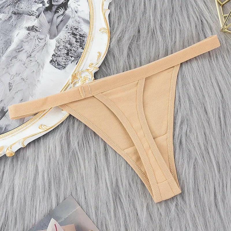 5 Pcs/Lot Sexy Women Cotton G String Thongs Low Waist Seamless Female Underpants Solid Color High Elasticity Underwear Lingere.