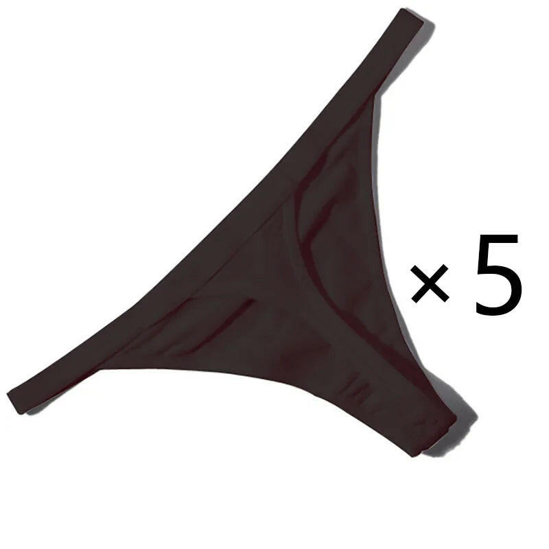 5 Pcs/Lot Sexy Women Cotton G String Thongs Low Waist Seamless Female Underpants Solid Color High Elasticity Underwear Lingere.