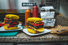 - Men Women Funny Burger Socks Box - 2 Pairs.