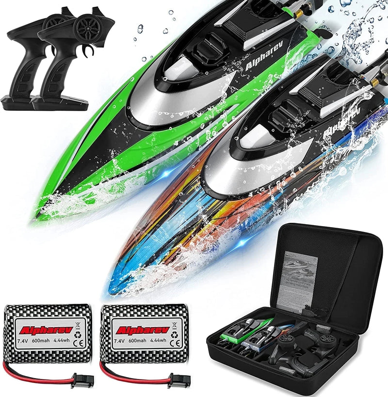 2 Packs RC Boat with Case, 20+ MPH Remote Control Boat for Pool Lake, RC Toys for Adults Kids