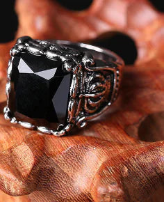 Men's Vintage Ruby Titanium Steel Ring
