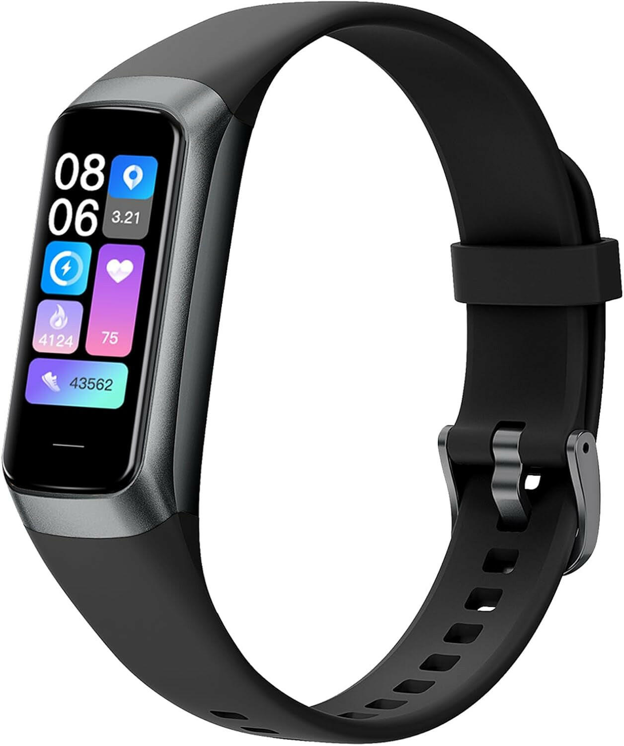 Keep Health Fitness Trackers for Women Men, Amoled Fitness Tracker for Android&Ios, Alarm Stopwatch Fitness Tracker with Blood Pressure Monitor, Calories Burned IP68 Waterproof Fitness Step Tracker.