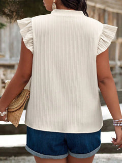Women Summer plus Size Elegant Applique V Neck Shirt Short Sleeve.