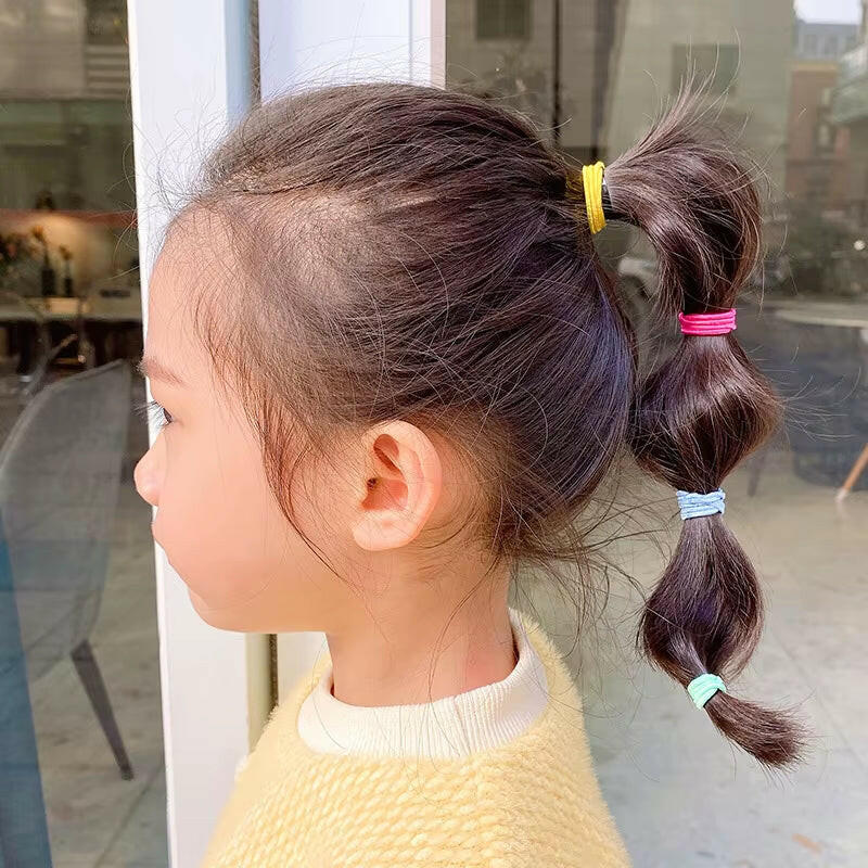 100Pcs/Set Girls Elastic Hair Bands Girls Hair Accessories 2.5Cm Colorful Rubber Band Children Ponytail Holder Kids Hair Ties.