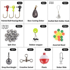 Saltwater Terminal Tackle Kit - 196Pcs, Fishing Hooks, Jig Hooks, Floats & Sinkers