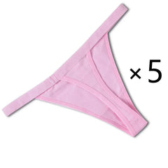 5 Pcs/Lot Sexy Women Cotton G String Thongs Low Waist Seamless Female Underpants Solid Color High Elasticity Underwear Lingere