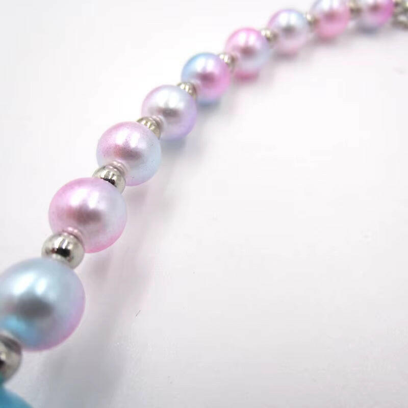 1Set/Lot NEW Child Girls Love Pink Shell Design Pendant with Chunky Bead Bubblegum Necklace Bracelet Jewelry Set for Kids Gift.