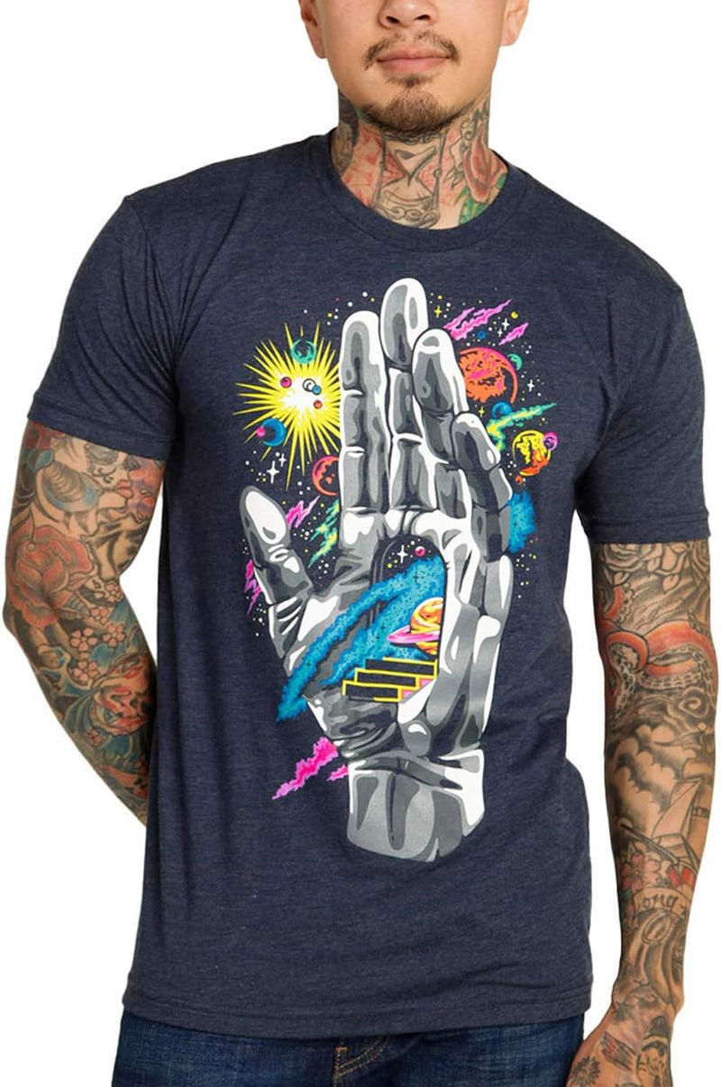 Push through Mens Graphic Tee - Cool Novelty Design Crewneck T Shirts for Guys (Navy, 3X-Large).