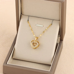 Fashionable Titanium Steel Heart-Shaped Necklace.