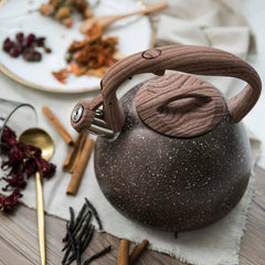 Stainless Steel Whistling Teakettle with Wooden Handle