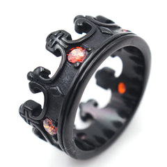 RG245 Vintage Titanium Steel Ring with Ruby Crown