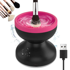 Reiyu Makeup Brush Cleaner Machine Efficient Electric Makeup Brush Cleaner Automatic Spinning Make Up Brush Cleaner Fit for All Size Cosmetic Brush（Black）
