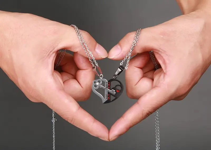 Double Heart Pendant Necklace - Creative Couple Gift