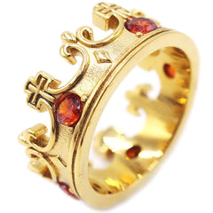 RG245 Vintage Titanium Steel Ring with Ruby Crown