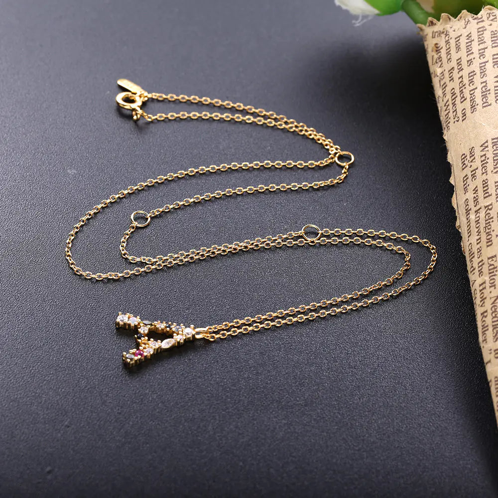 S925 Sterling Silver DIY Letter Pendant Necklace