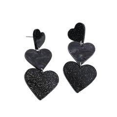 Lovely Glitter Sequins Love Heart Earrings for Women Lightweight Acrylic Star Drop Earrings Statement Jewelry Valentines Day Gifts-black