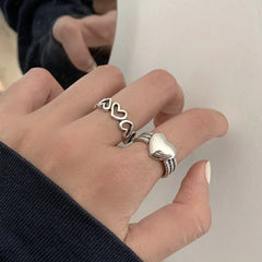 Minimalist Heart Cutout Ring for Women - Trendy Retro