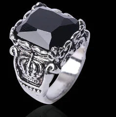 Men's Vintage Ruby Titanium Steel Ring