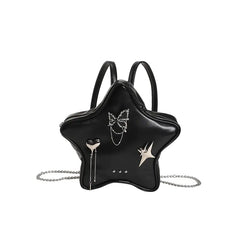 Cute Women's Small Backpack with Chain Star Design