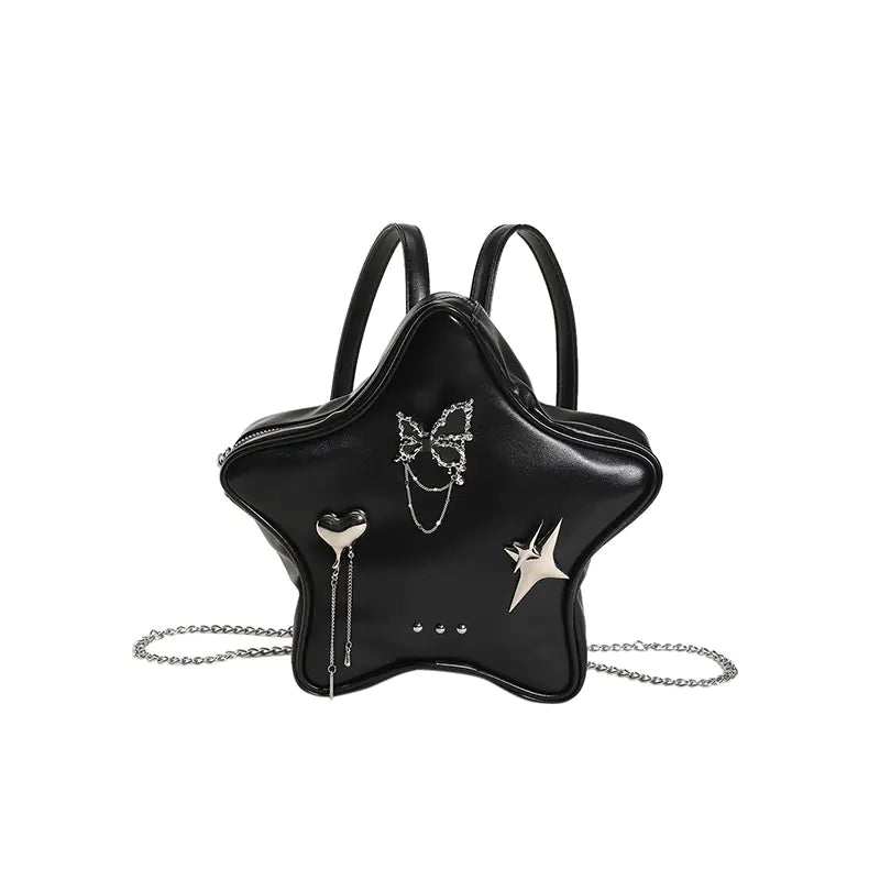 Cute Women's Small Backpack with Chain Star Design