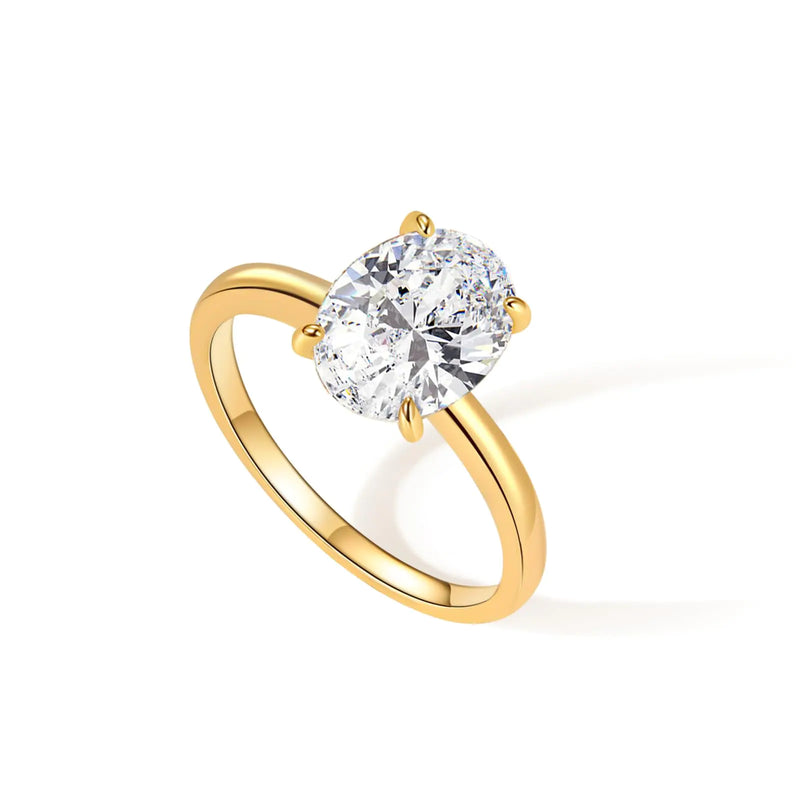 Engagement Rings for Women 14K Gold Plated Oval Cubic Zirconia Ring Dainty Gold Promise Ring Wedding Band Rings for Women Trendy Gold Jewelry
