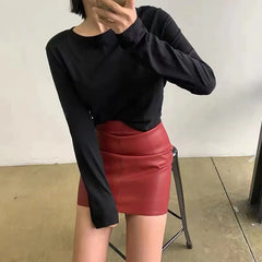 2024 Women's High Waist Chic PU A-Line Skirt