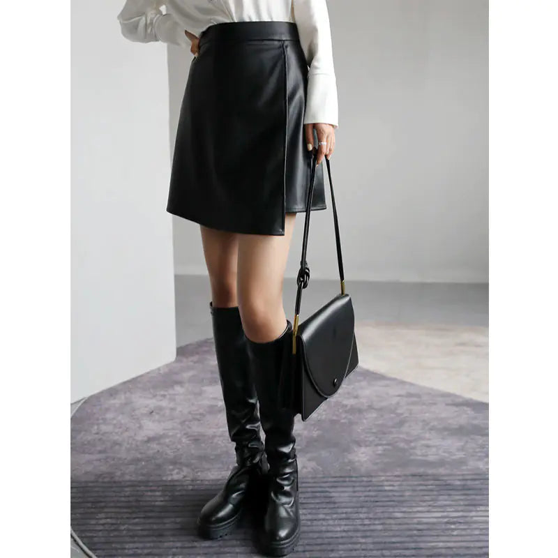 High waist PU leather pants providing a sleek and stylish look perfect for modern fashion trends.
