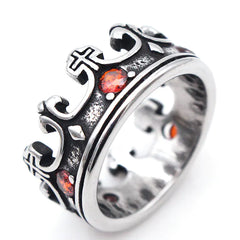 RG245 Vintage Titanium Steel Ring with Ruby Crown
