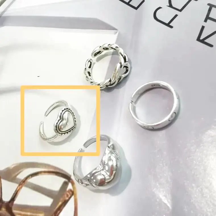 Minimalist Heart Cutout Ring for Women - Trendy Retro