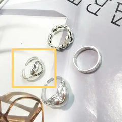 Minimalist Heart Cutout Ring for Women - Trendy Retro