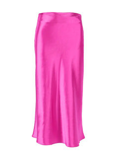 Elegant Satin Mid-Length Skirt/ High-Waist A-Line Skirt