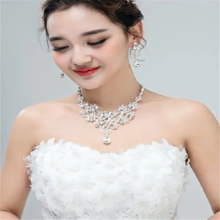 Bridal Jewelry Set with Necklace and Earrings, Hair Accessory
