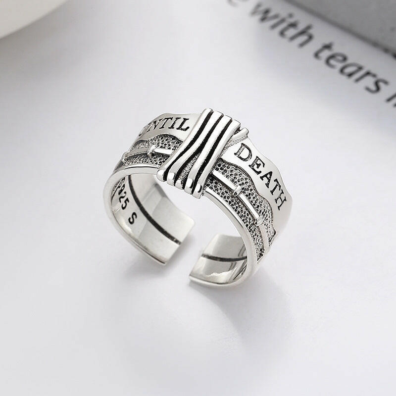 S925 Sterling Silver Vintage Distressed Ring