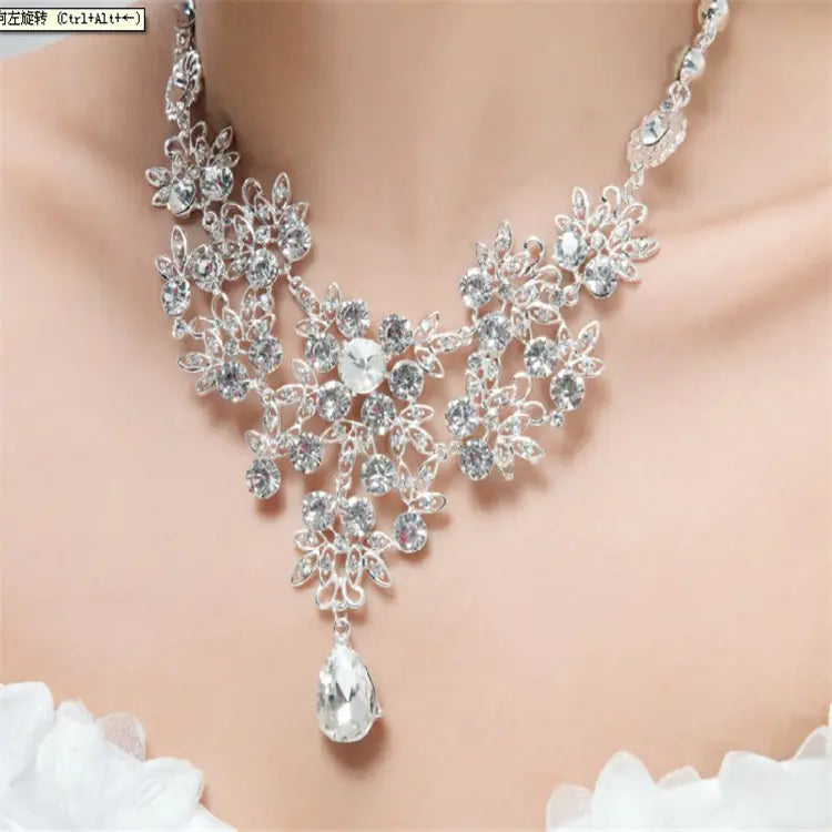 Bridal Jewelry Set with Necklace and Earrings, Hair Accessory