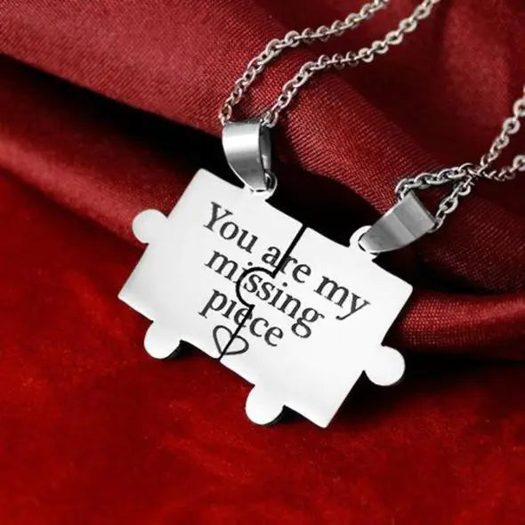 Puzzle Necklace, Titanium Steel Couple Pendant