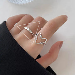 Minimalist Heart Cutout Ring for Women - Trendy Retro