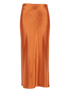 Elegant Satin Mid-Length Skirt/ High-Waist A-Line Skirt
